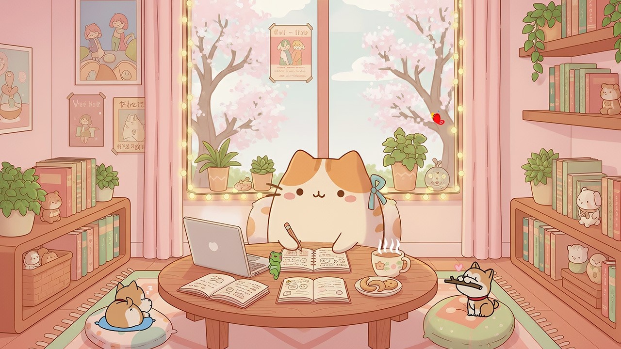 Mochi's Spring Study Session 🌸 Lofi Hip Hop Beats to Relax/Study to 📚 Cozy Aesthetic Vibes