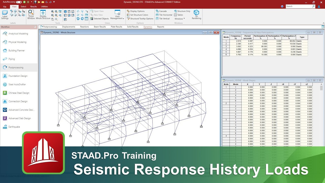 Generating Seismic Loads according to the Seismic Response History Procedure in STAAD.Pro.