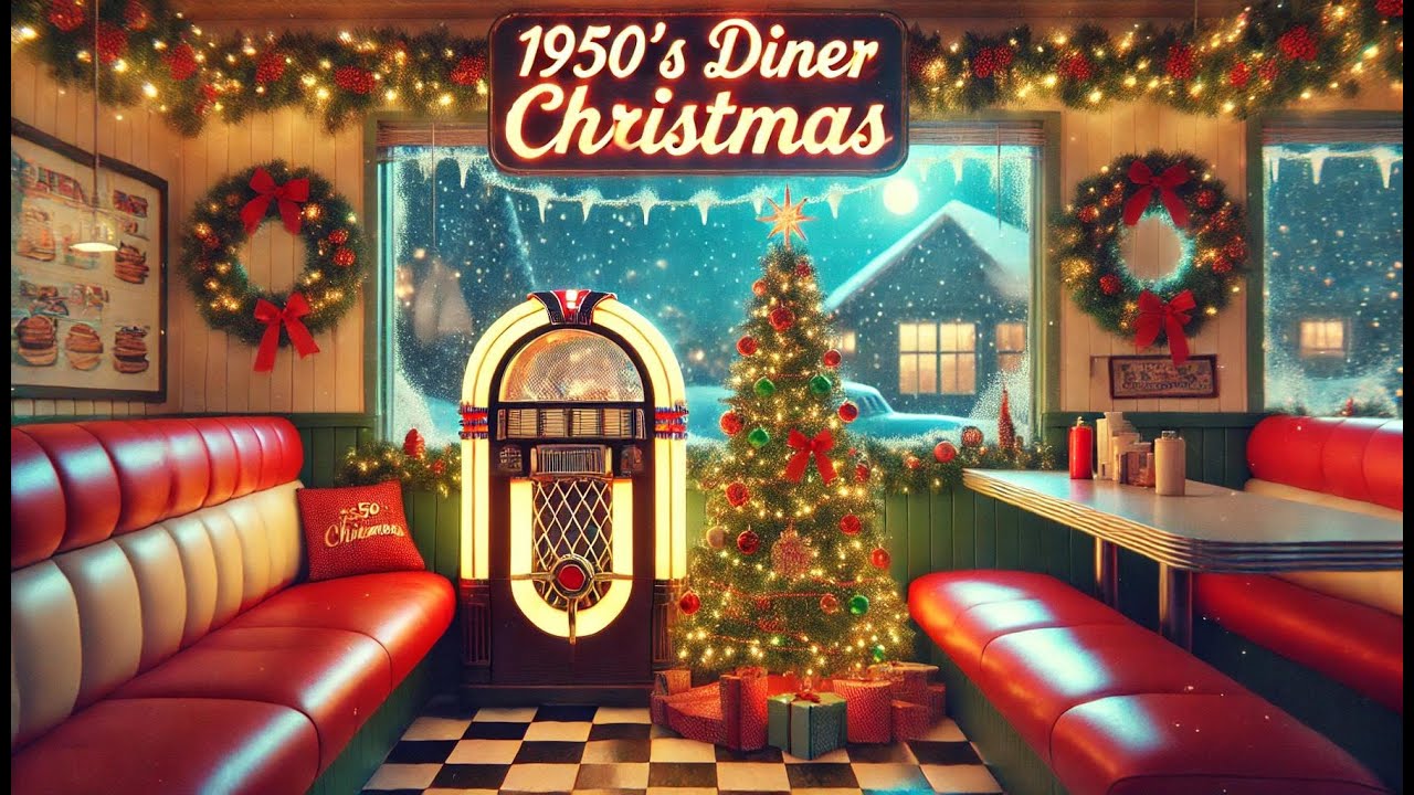 1950's Diner Christmas 🎶 Classic Holiday Songs & Cozy Vintage Ambience ❄️✨