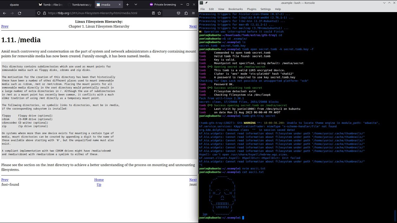 Using Tomb to Create and Manage Encrypted Volumes