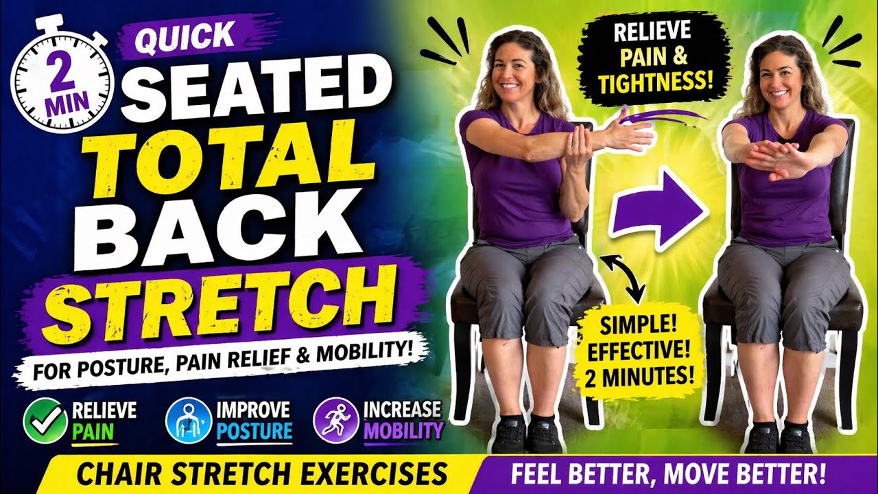 Seated Upper Back Stretch for Posture, Pain Relief & Mobility | Chair Stretch Exercises