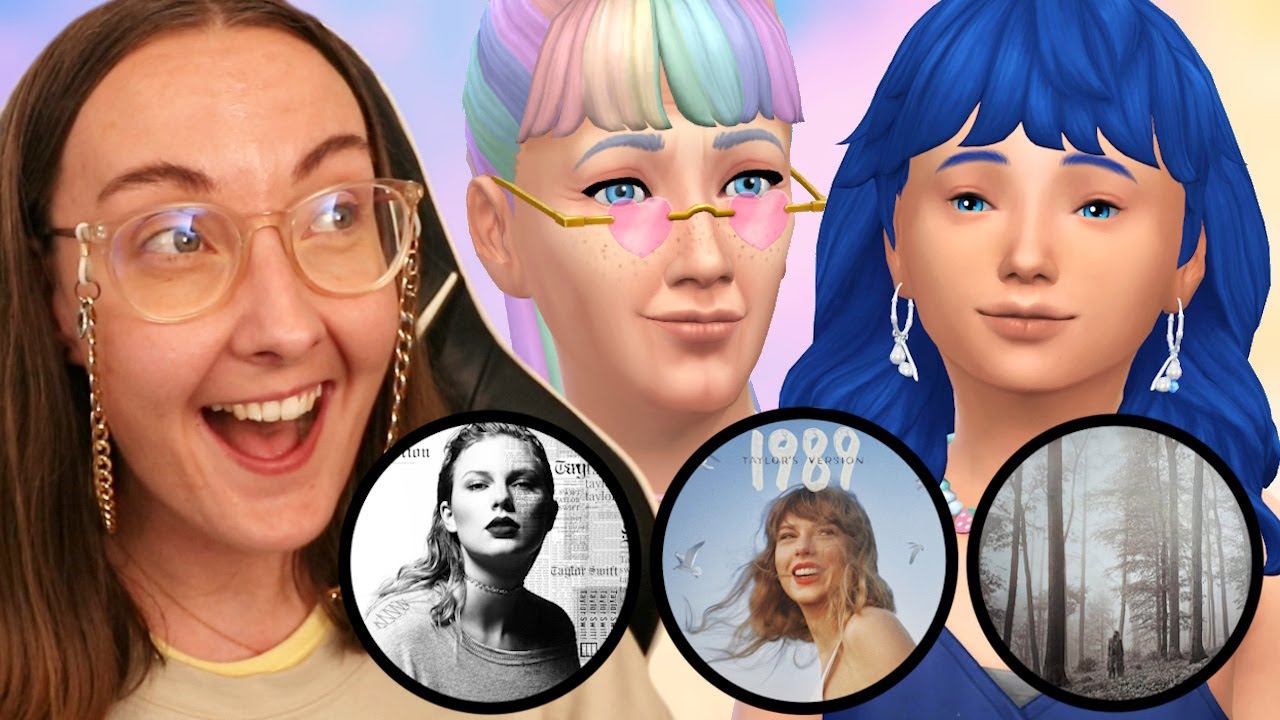 Creating a Sims 4 family but every sim is a different Taylor Swift album