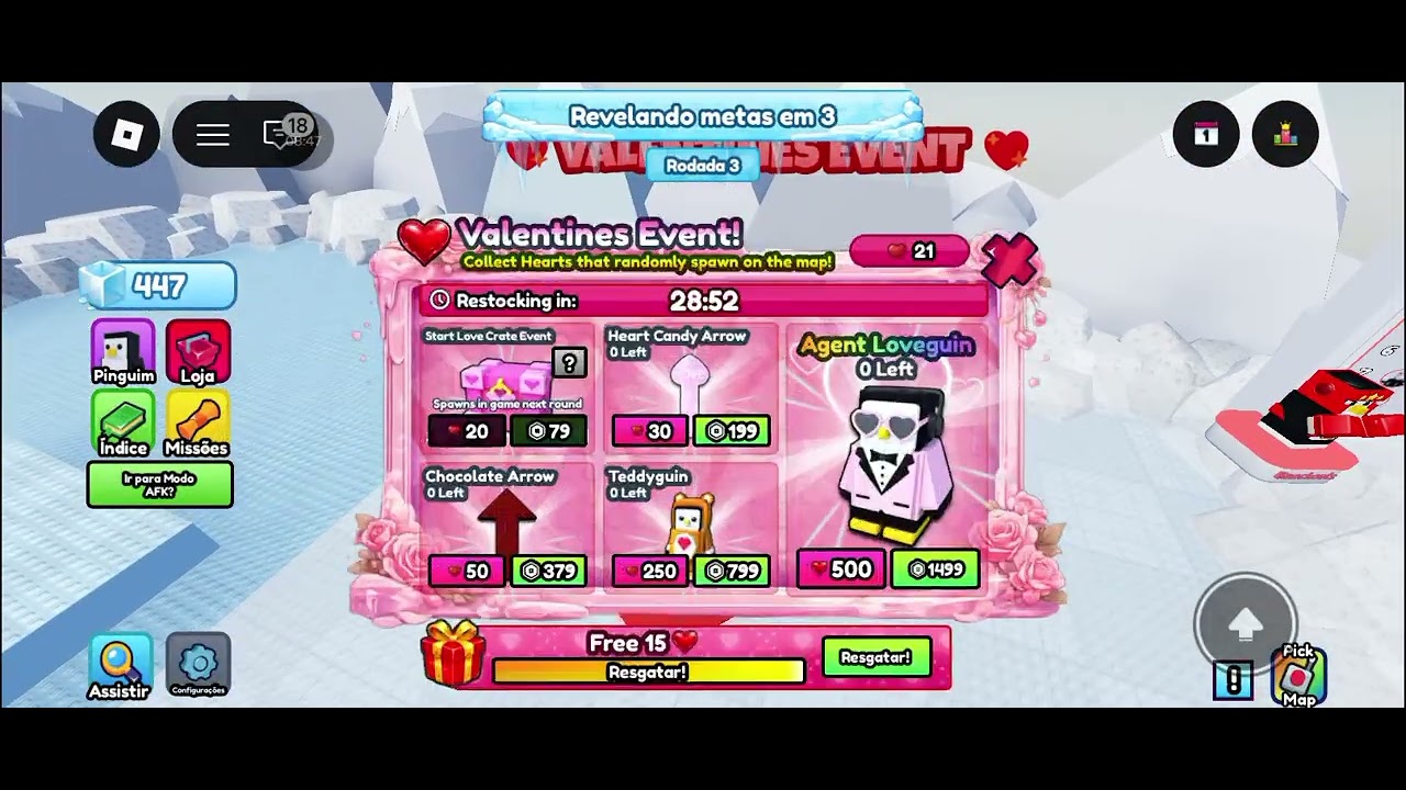 Girando mais roletas e abrindo caixas do Valentine's day no knockout