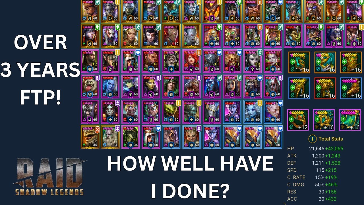 RAID SHADOW LEGENDS NO MONEY SPENT ACCOUNT AFTER 3+ YEARS!