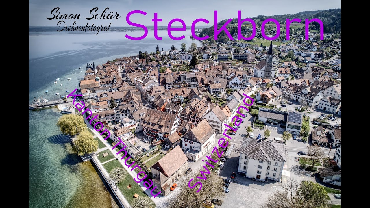 Drone view Steckborn Canton Thurgau Switzerland 4k