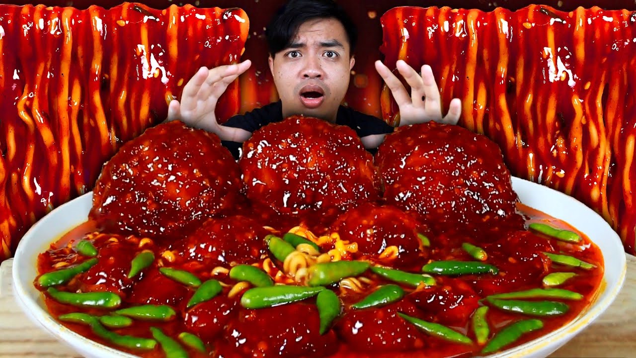MUKBANG SEBLAK BASO ACI TULANG RANGU JUMBO + SAMYANG NYEMEK KUAH MERCON PEDAS