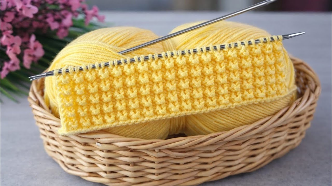 &Uuml;&ccedil; G&uuml;nde Yelek &Ouml;r&uuml;n 💛Kolay İki Şiş &Ouml;rg&uuml; Yelek Model Desen #crochet #knitting 