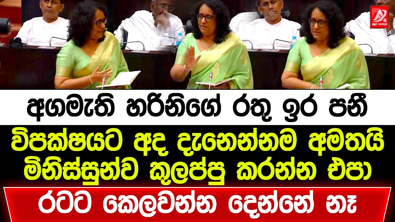 අගමැති හරිනිගේ රතු ඉර පනී. විපක්ෂයට අද දැනෙන්නම අමතයි. මිනිසුන්ව කුලප්පු කරන්න එපා!