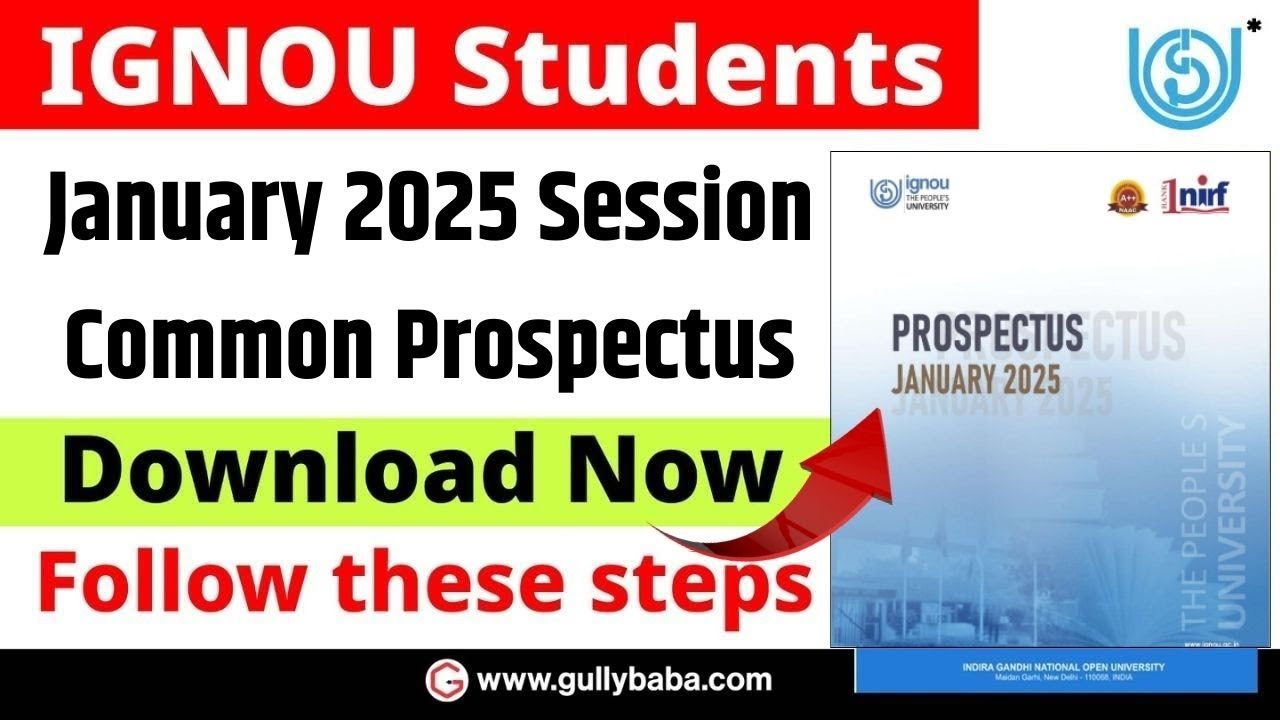 IGNOU Common Prospectus January 2025 || IGNOU Jan 2025 Session Common Prospectus Kaise Download Kare