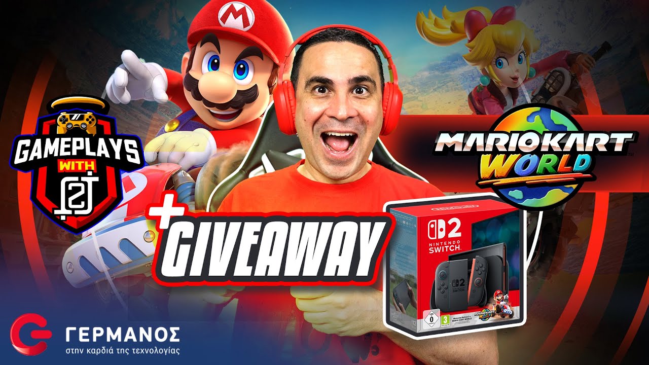 O 2J παίζει Mario Kart World (+Nintendo Switch 2 & game Giveaway) | Gameplays with 2J GERMANOS
