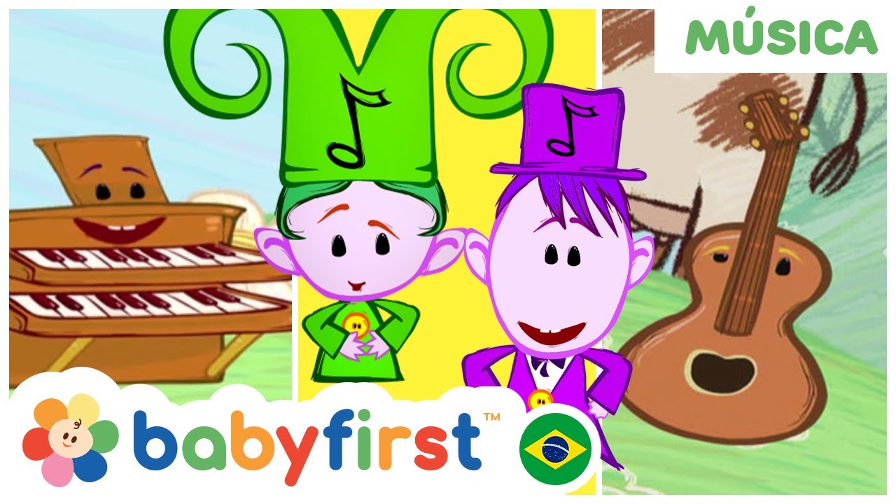 Desenho educativo 2 anos | Aprender instrumentos musicais | Os notekins | Guitarra + | BabyFirst TV