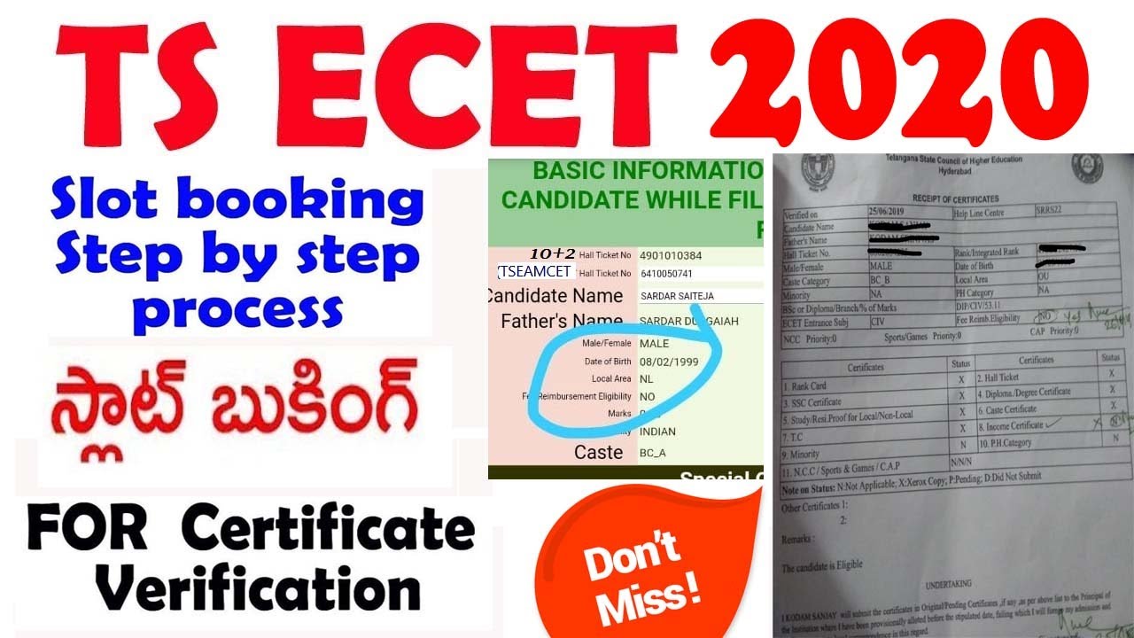 ts ecet COUNSELLING 2020 | TS ECET 2020 Slot Booking  | TS EAMCET 2020 Slot Booking