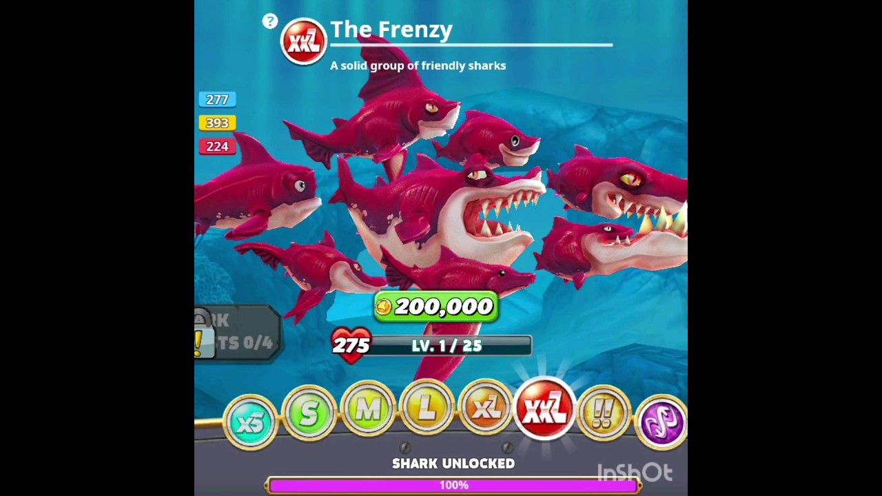 max out all XXL sharks and unlock The Frenzy |hungry shark world #d&oslash;gmxnyt #hungrysharkworld #gaming