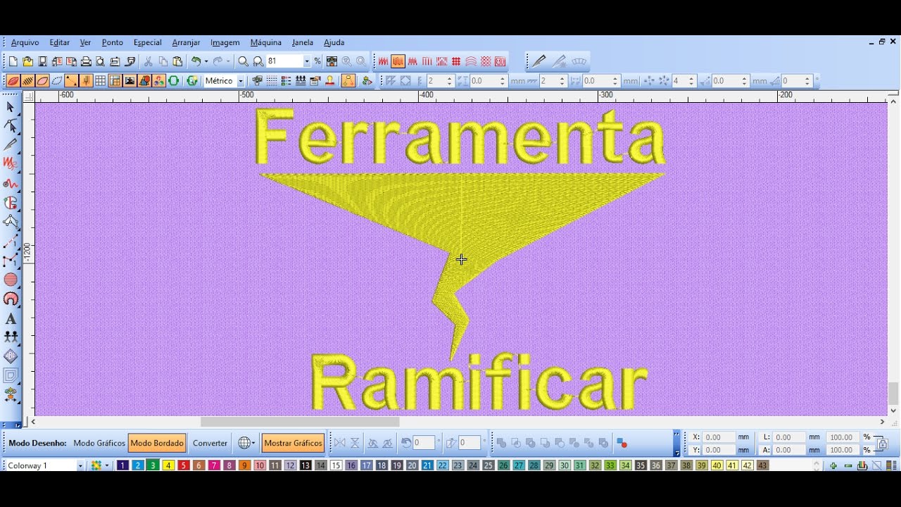 Ferramenta Ramificar no Wilcom Embroidery Studio