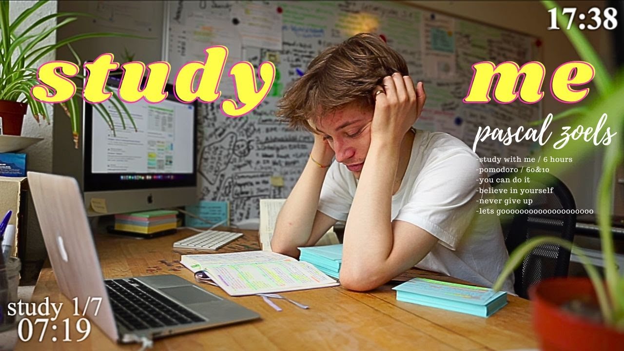 6-HOUR study with me 📚☔️ rain sounds & pomodoro timer 60 & 10