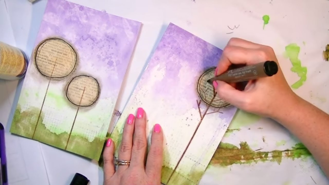 Art Journal Process Tutorial | Autumn Trees |  Mixed Media