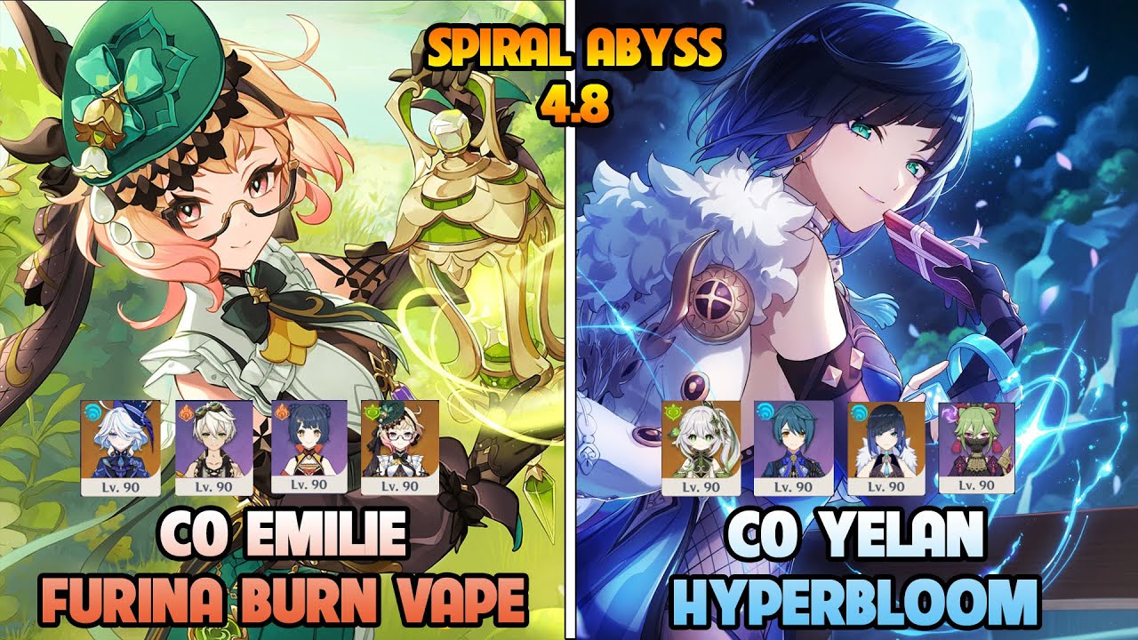 C0 EMILIE C0 FURINA BURN VAPE - C0 YELAN HYPERBLOOM | SPIRAL ABYSS 4.8