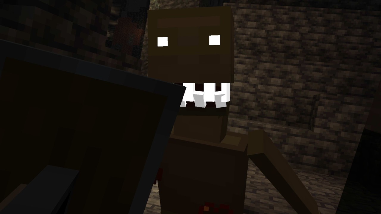Fighting the cave dweller in vr minecraft for the first time!