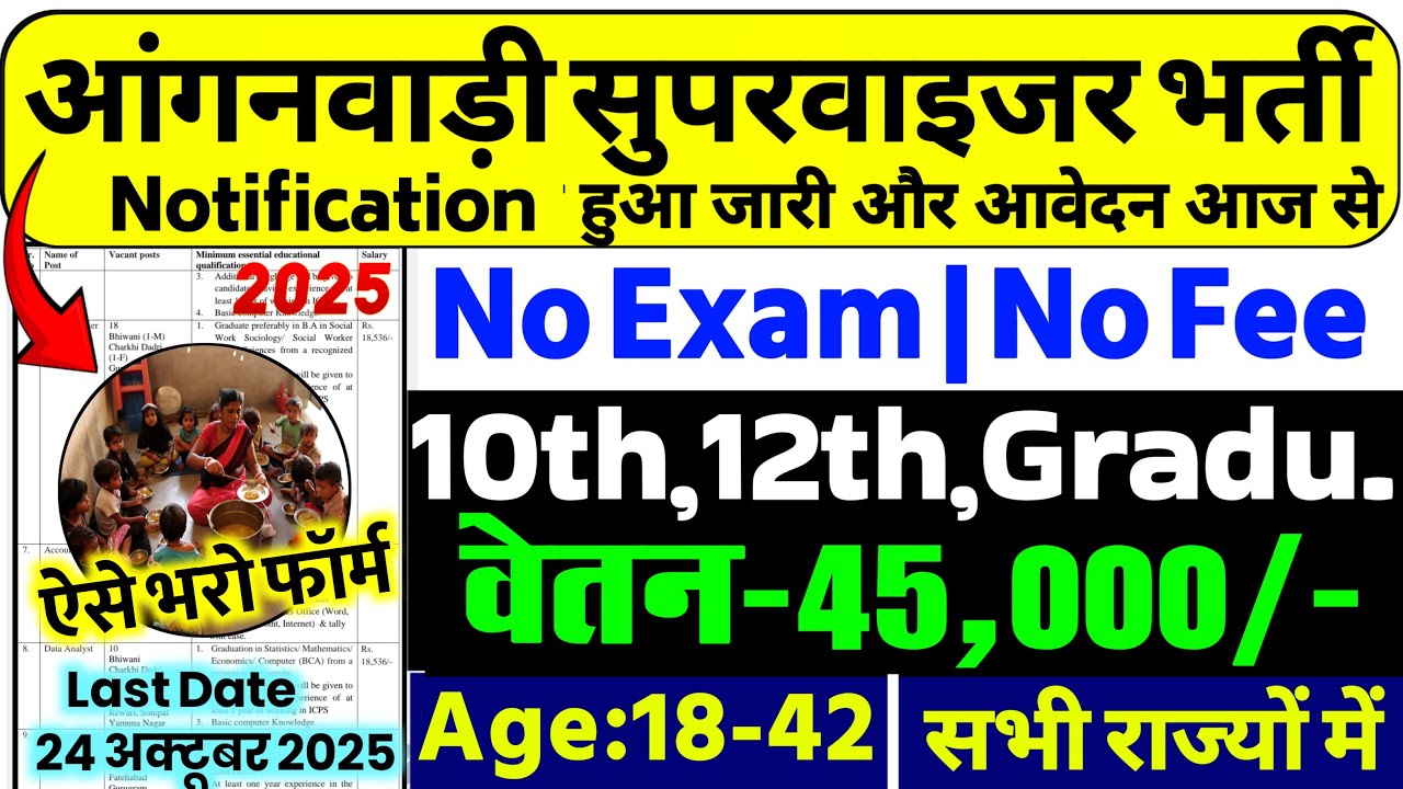 Anganwadi New Vacancy 2025 | Anganwadi Bharti 2025 | WCD New Vacancy 2025 #anganwadi #12thpassjobs