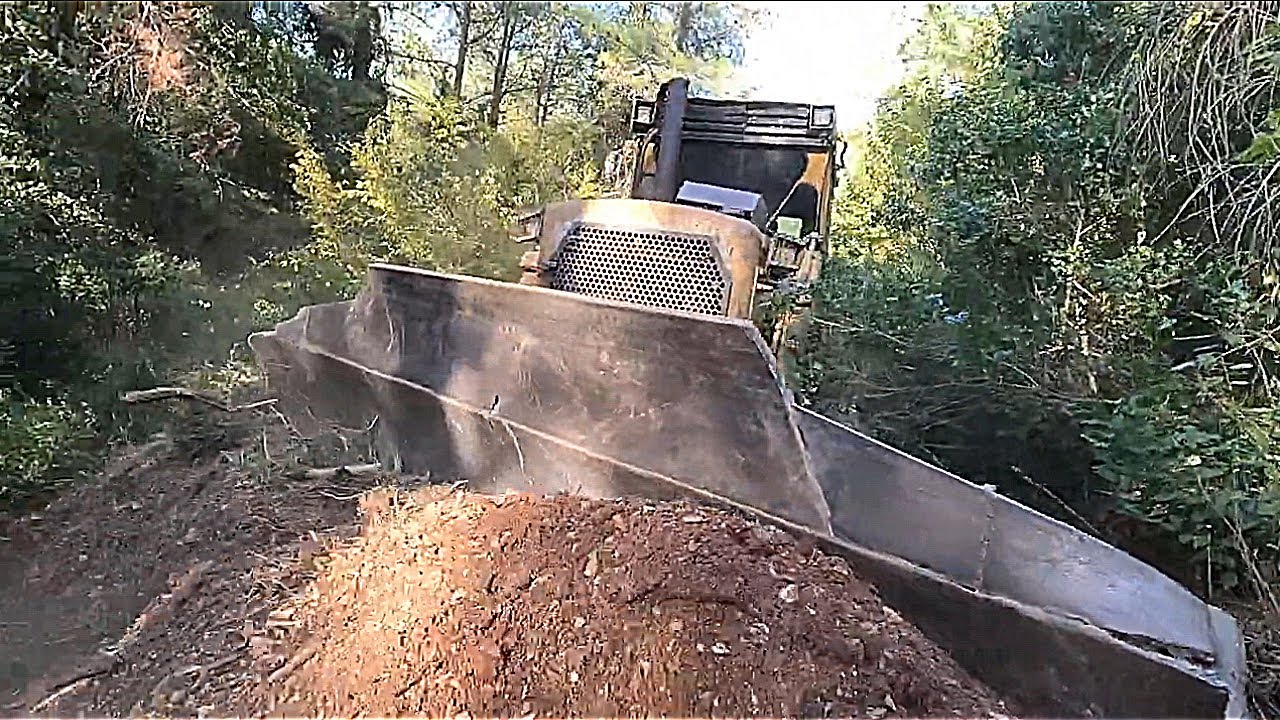 ДОРОЖНО-СТРОИТЕЛЬНАЯ БОРЬБА БУДЬДОЗЕРА СРЕДИ ГУСТЫХ И ЗАКРЫТЫХ ЛЕСНЫХ ДЕРЕВЬЕВ - Тесное и узкое