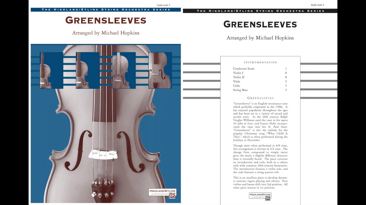 Greensleeves, arr. Michael Hopkins – Score & Sound