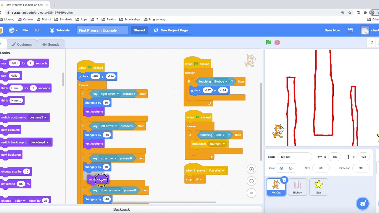 Scratch 4 Next Costume & Movement Values