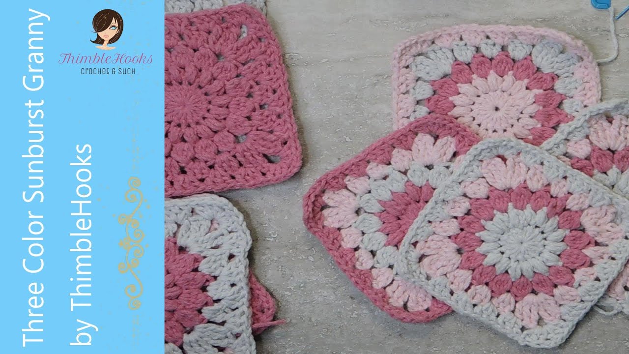 Crochet my 3 Color Sunburst Granny Square / My Newest Granny Square! / How to do it