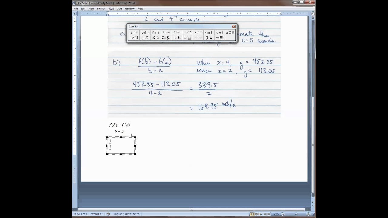 Microsoft Equation 3.0:  Fractions