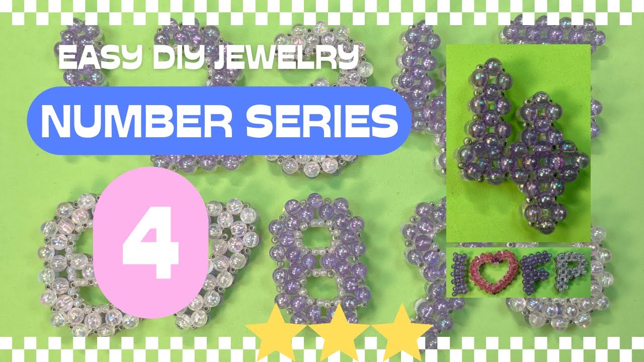Easy DIY Jewelry: Beaded Letter and Number 4 / Beaded Number 4 /Beaded Number Series 4