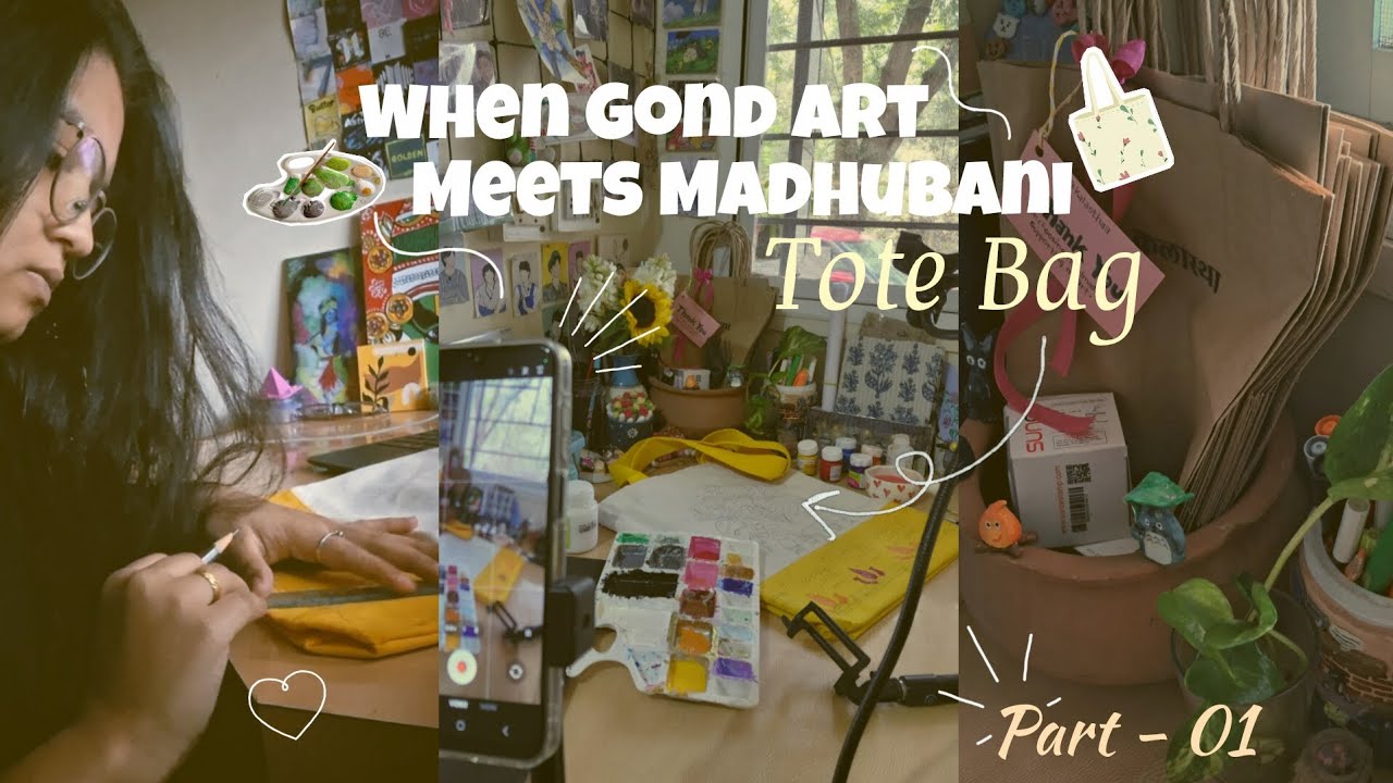 When Gond Art Meets Madhubani | Tote Bag – Part 1✨️🛒⏳️ 