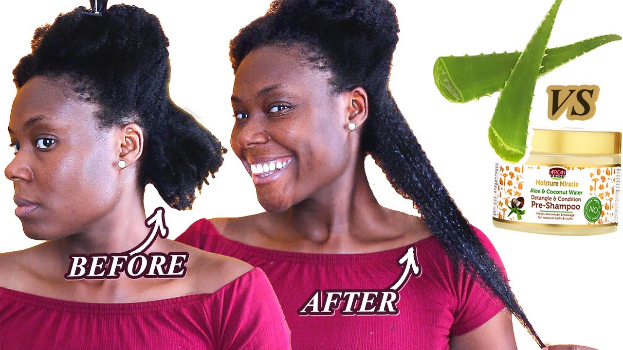 Detangle Thick Natural Hair Quickly! - Aloe Vera vs African Pride's Pre-shampoo (4C hair Friendly)