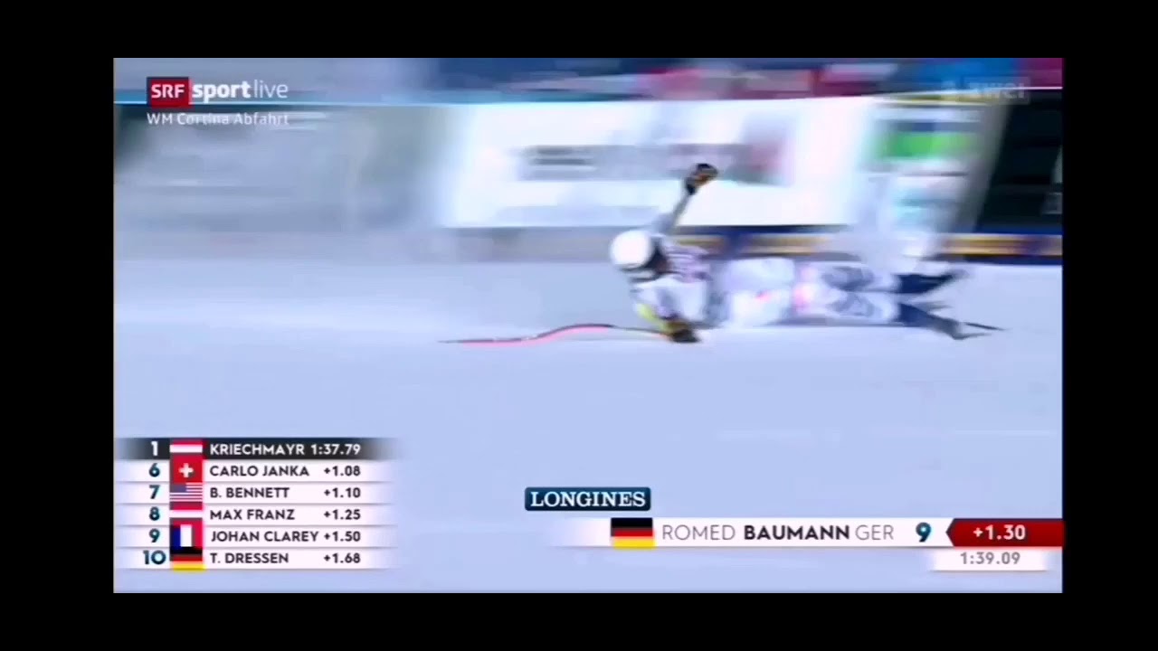 Romed Baumann - Zielsturz - Ski-WM Cortina 2021