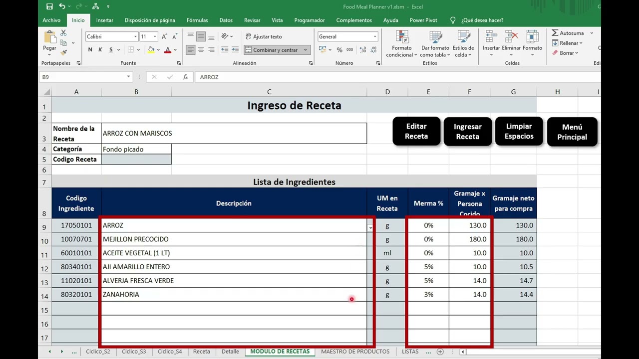Tutorial Food Meal Planner 07 Ingreso y Edición de recetas