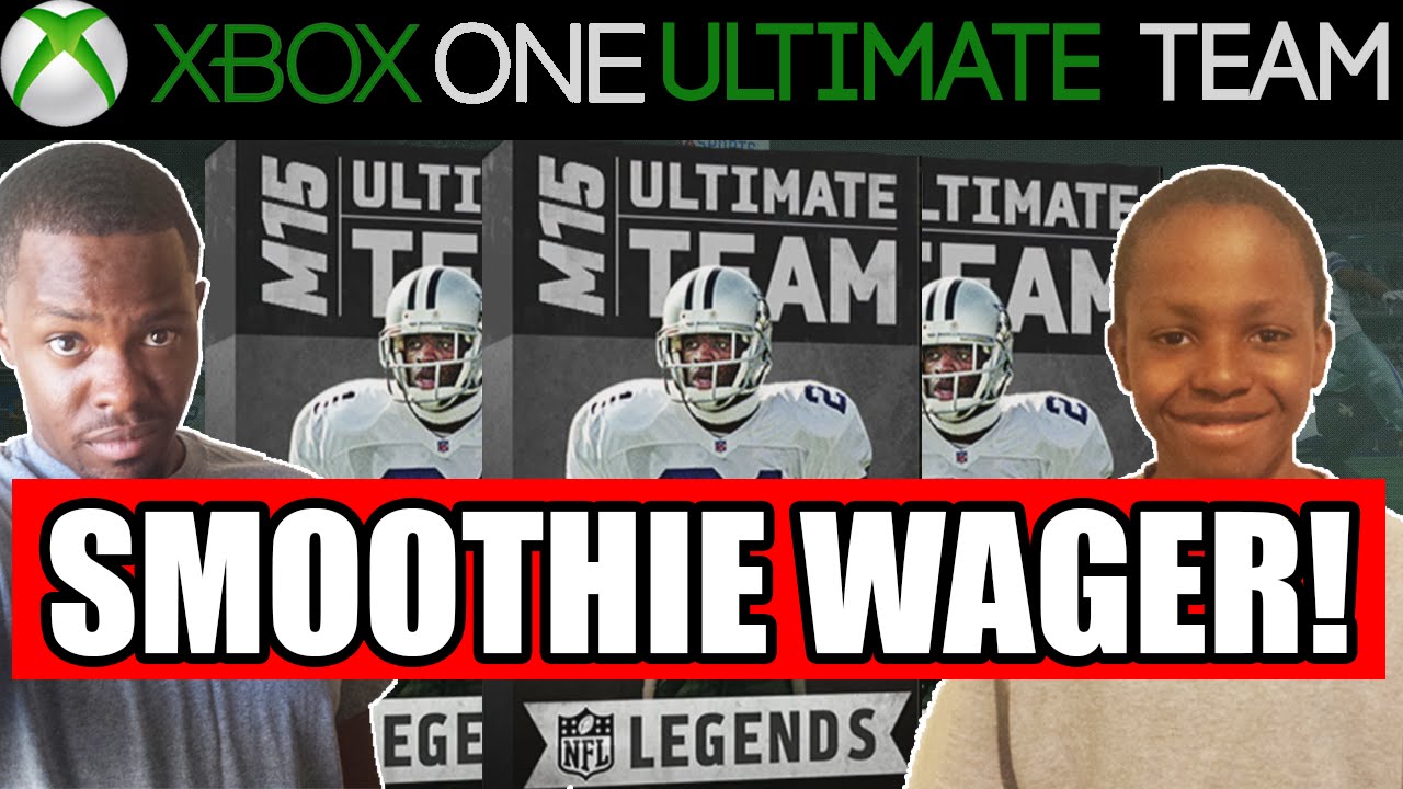 Madden 15 Pack Opening Wager - SMOOTHIE CHALLENGE w/ LIL BRO!! | MUT 15 Pack Opening