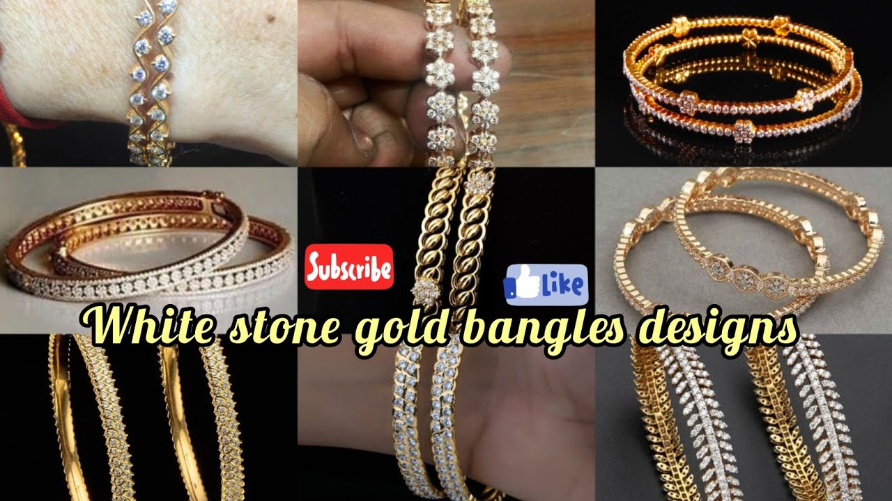 white stone gold bangles design with weight ll stones bangles collection ll bangles design
