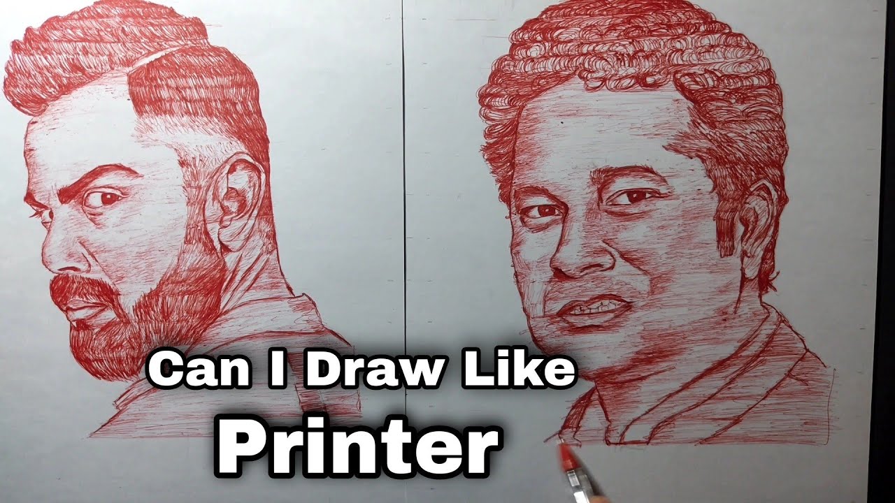 I Draw Like A Printer ( drawing Virat Kohli and Sachin Tendulkar ) |