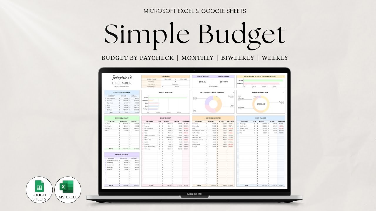 Simple Budget Planner Spreadsheet for Google Sheets & Excel (Step‑by‑Step Tutorial)