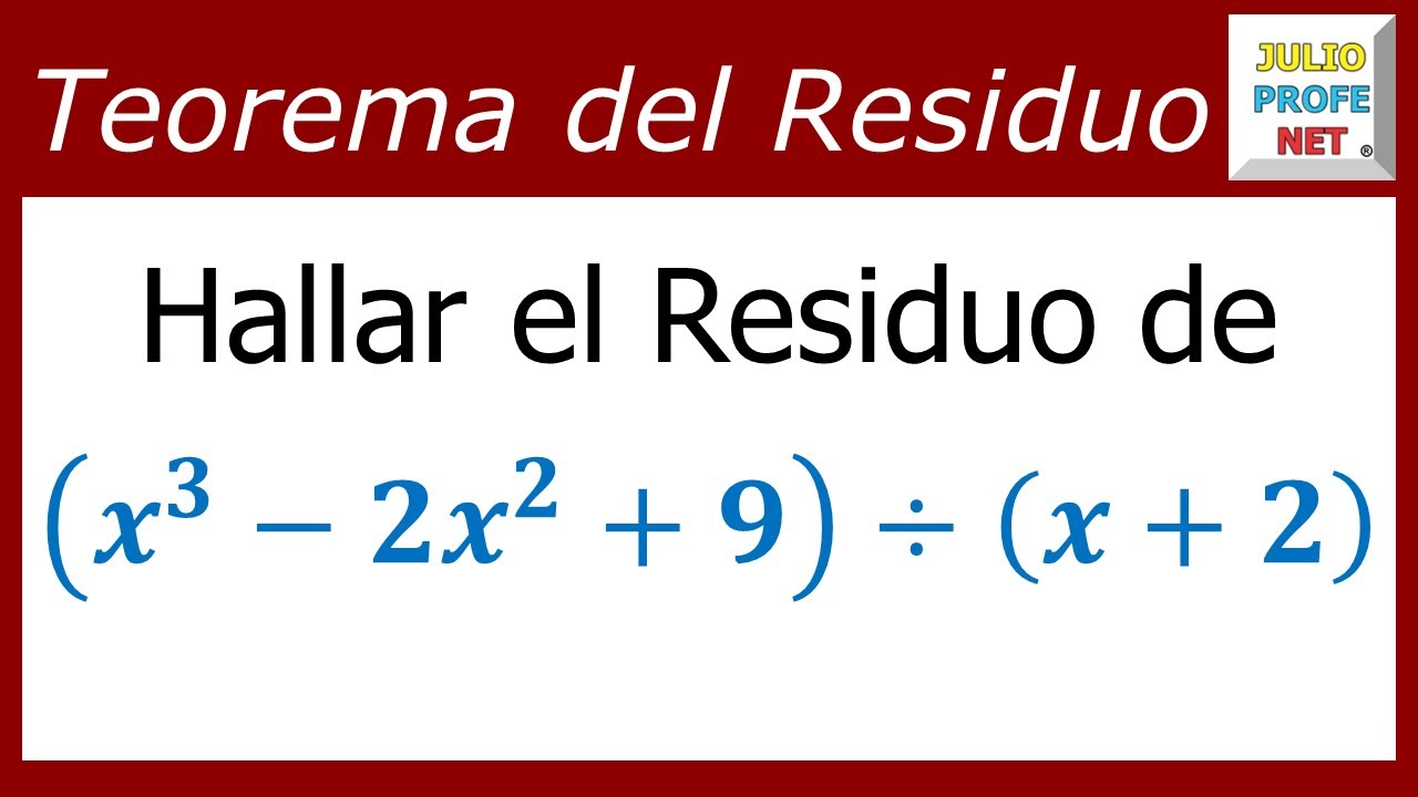 Teorema del residuo | Ej. 1 #julioprofe