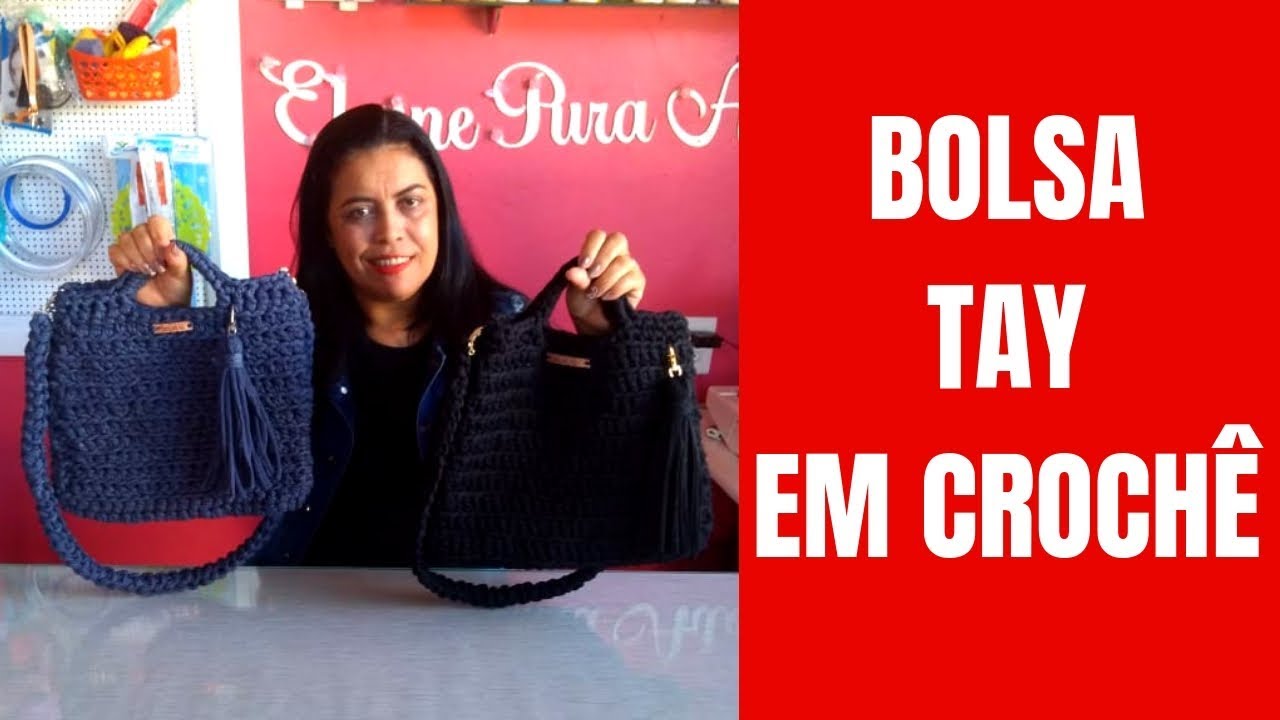 BOLSA EM CROCH&Ecirc; COM FIO DE MALHA