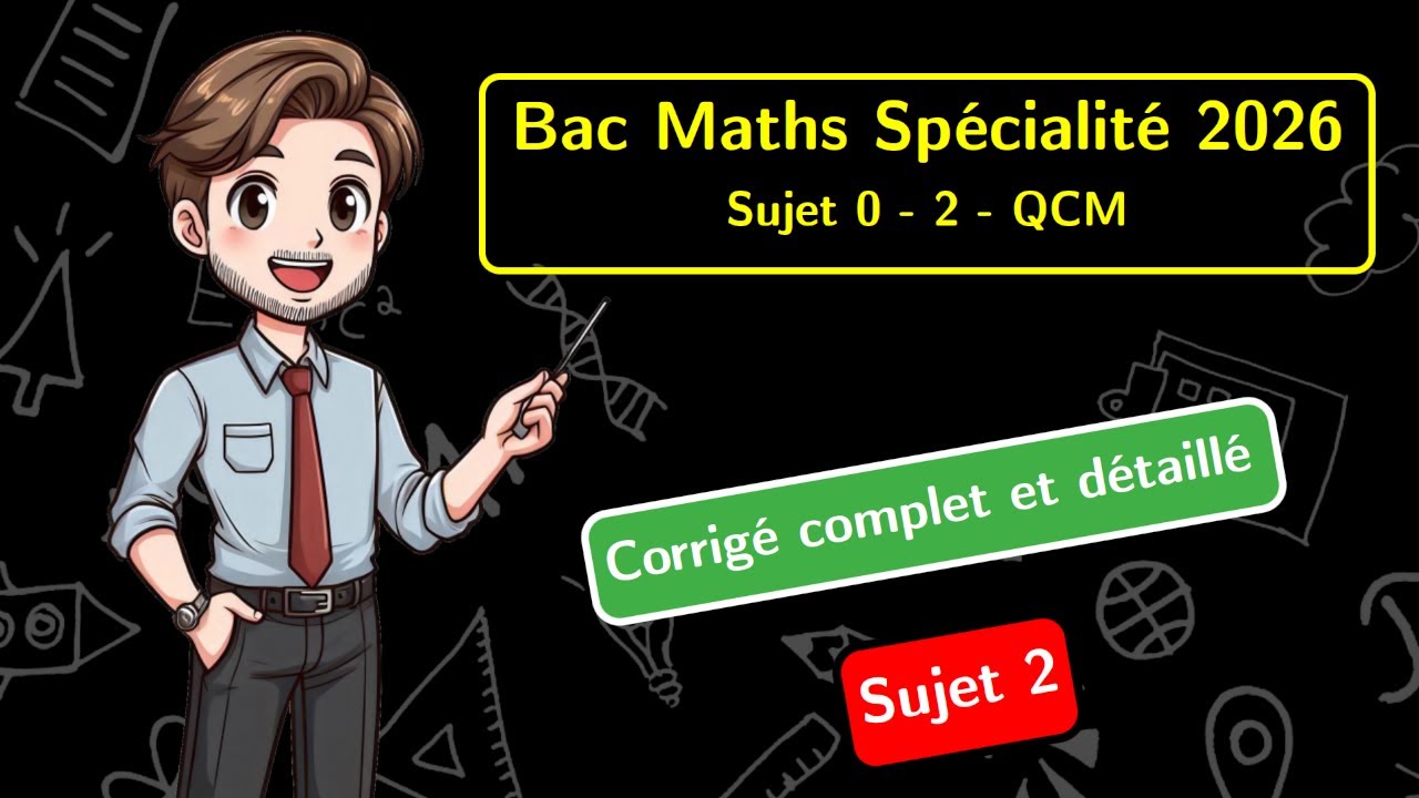 🎓 Epreuve de maths de premiere 2026 📝 Sujet 0 n°2 - Spécialité - PARTIE 1 (QCM)