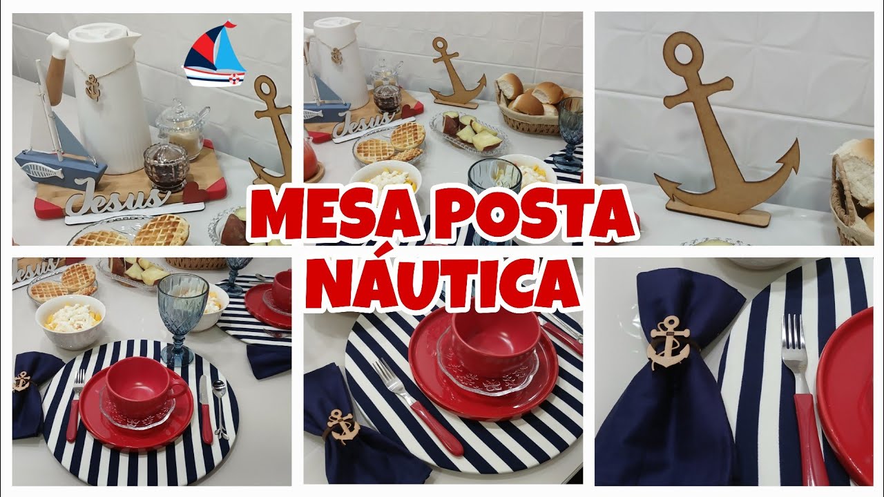 MESA POSTA NÁUTICA SIMPLES PARA O CAFÉ DA MANHÃ 