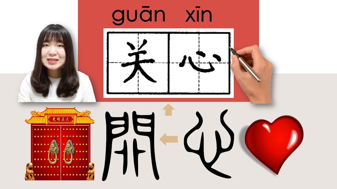 【NEW HSK3】_#HSK3#_关心/關心/guanxin(care for)How to Pronounce/Say/Write Chinese Vocabulary/Character