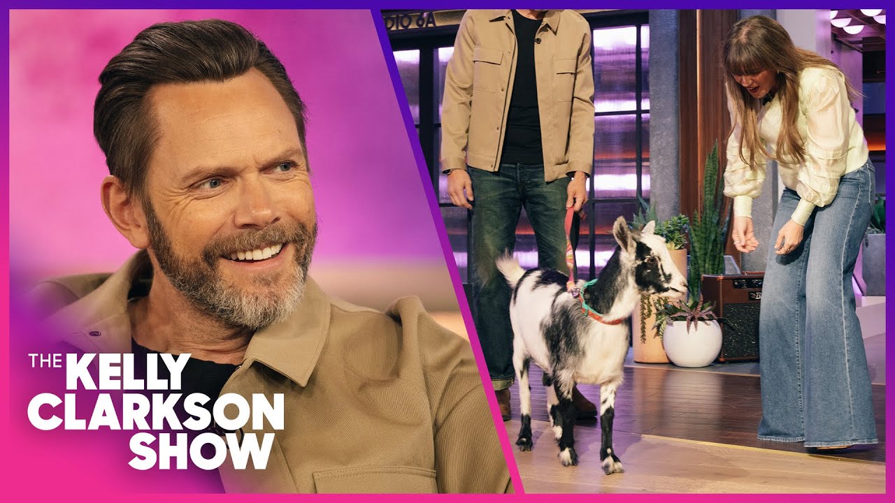 Joel McHale Surprises Kelly Clarkson With Baby Goat & Basket of Ducklings