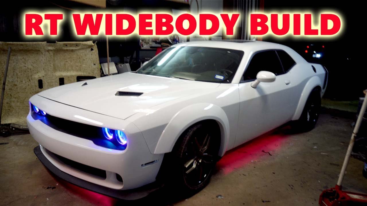 DODGE CHALLENGER RT WIDE BODY INSTALL WITH HELLCAT BUMPER AND FLARES!!!!