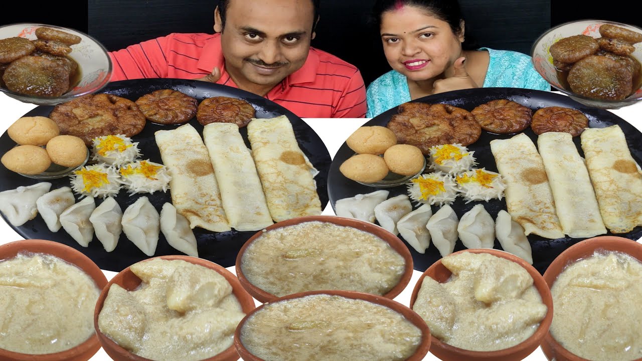 PULI PITHA DUDHPULI KHEER PATISHAPATA CHUSHI PITHA MALPUA RASGULA KADAM PITHA PAYESH EATING CHALLENG