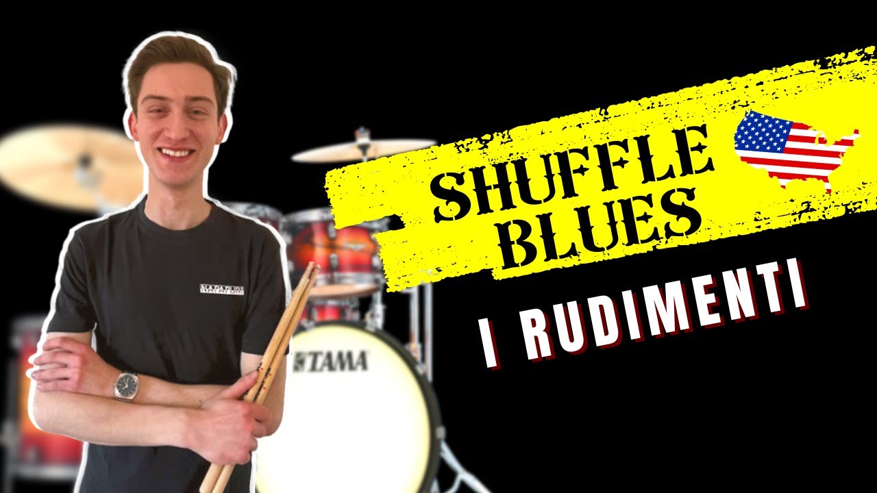 SHUFFLE BLUES Il Ritmo Base alla Batteria | TUTORIAL | Base Drumless + PDF pattern