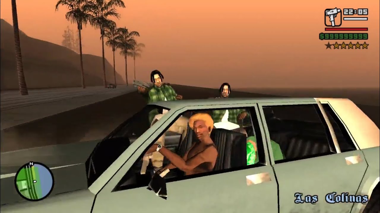GTA San Andreas - CJ with his gang vs army military six stars