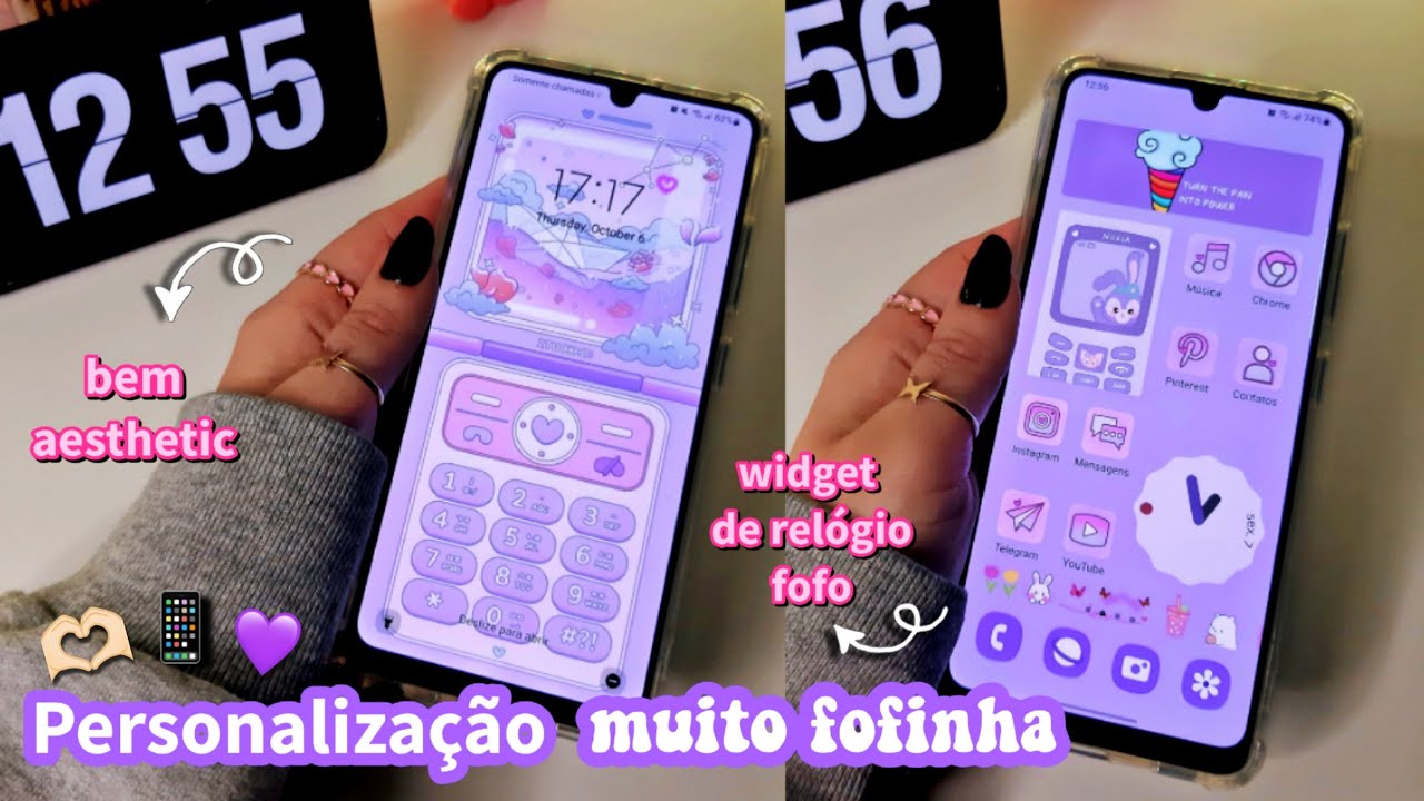 ✨💜 PERSONALIZA&Ccedil;&Atilde;O MUITO FOFINHA | Organizando e personalizado do zero meu celular