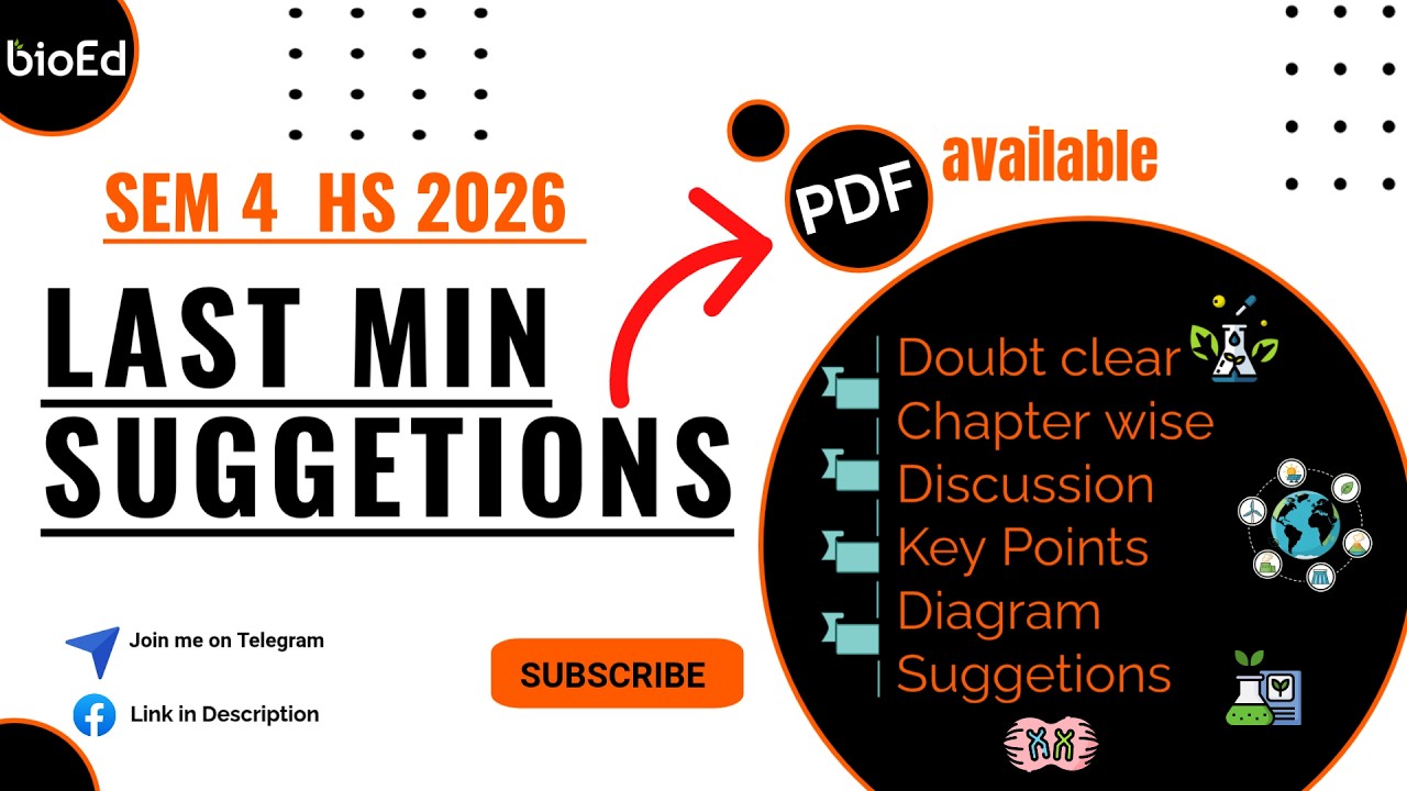 HS 2026 BIOLOGY LAST MIN SUGGETIONS SEM 4 ABTA /Parshad Question Bank / class 12/ uccho madhyomik