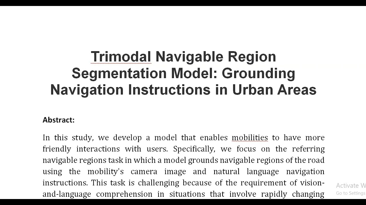 Trimodal Navigable Region Segmentation Model  Grounding Navigation Instructions in Urban Areas